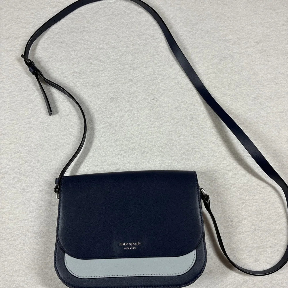 Kate Spade Nadine Colorblock Medium Flap Shoulder Bag Light Blue‎ / Navy